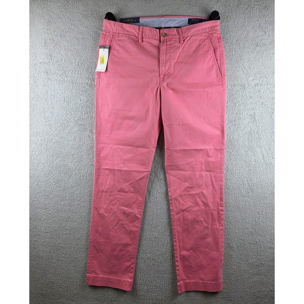NWT Polo Ralph Lauren Straight-Fit Stretch Chino Pink Pants Mens 32x32(34x31)